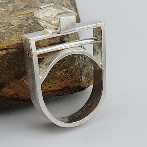 DREAMY JWLS Jewelry - AVANT GARDE CITRINE EMERALS CUT RING HANDMADE IN STERLING SILVER SZ 7